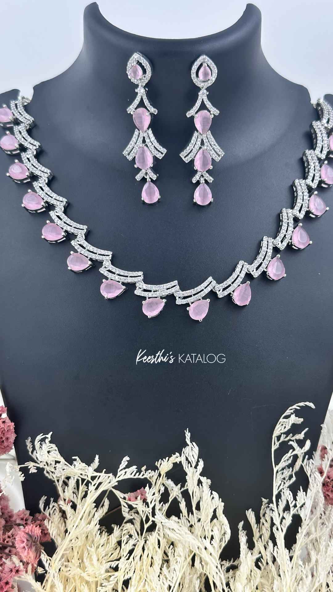 KA1053 - Pink Teardrop Necklace