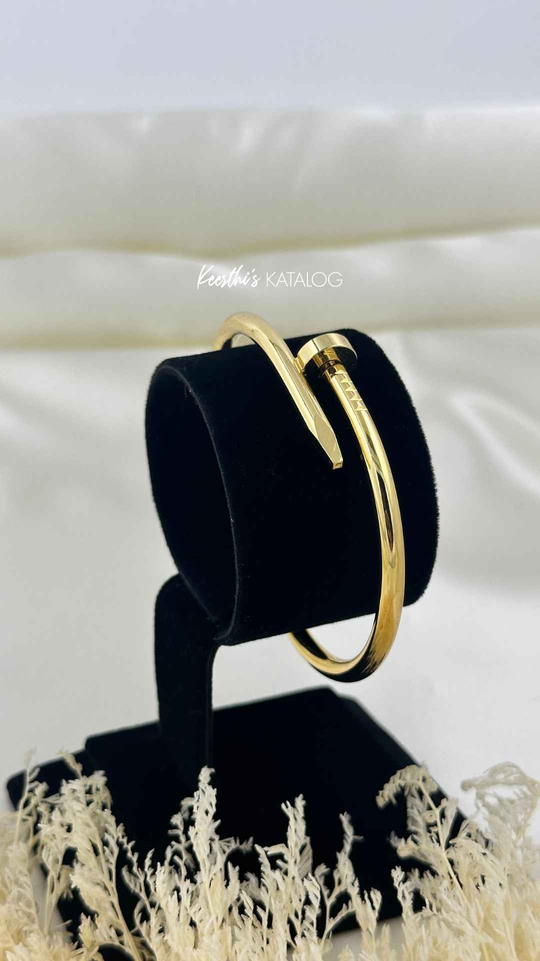 KBD1004 - Golden Nail Charm Bangle-Bracelet