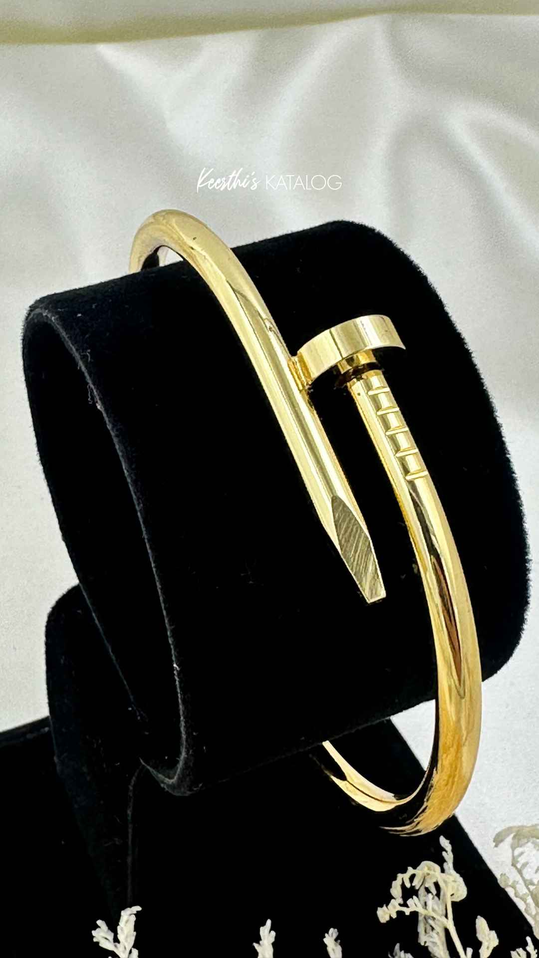 KBD1004 - Golden Nail Charm Bangle-Bracelet