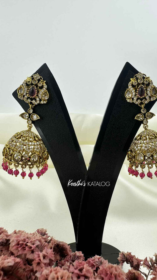 KE1012 - Crimson Elegance Jhumkas