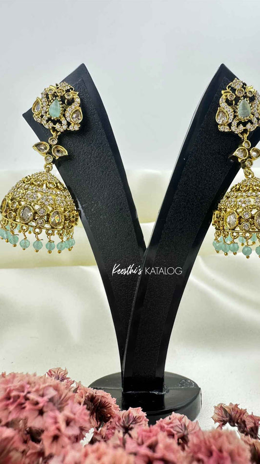 KE1013 - Aqua Glow Jhumkas