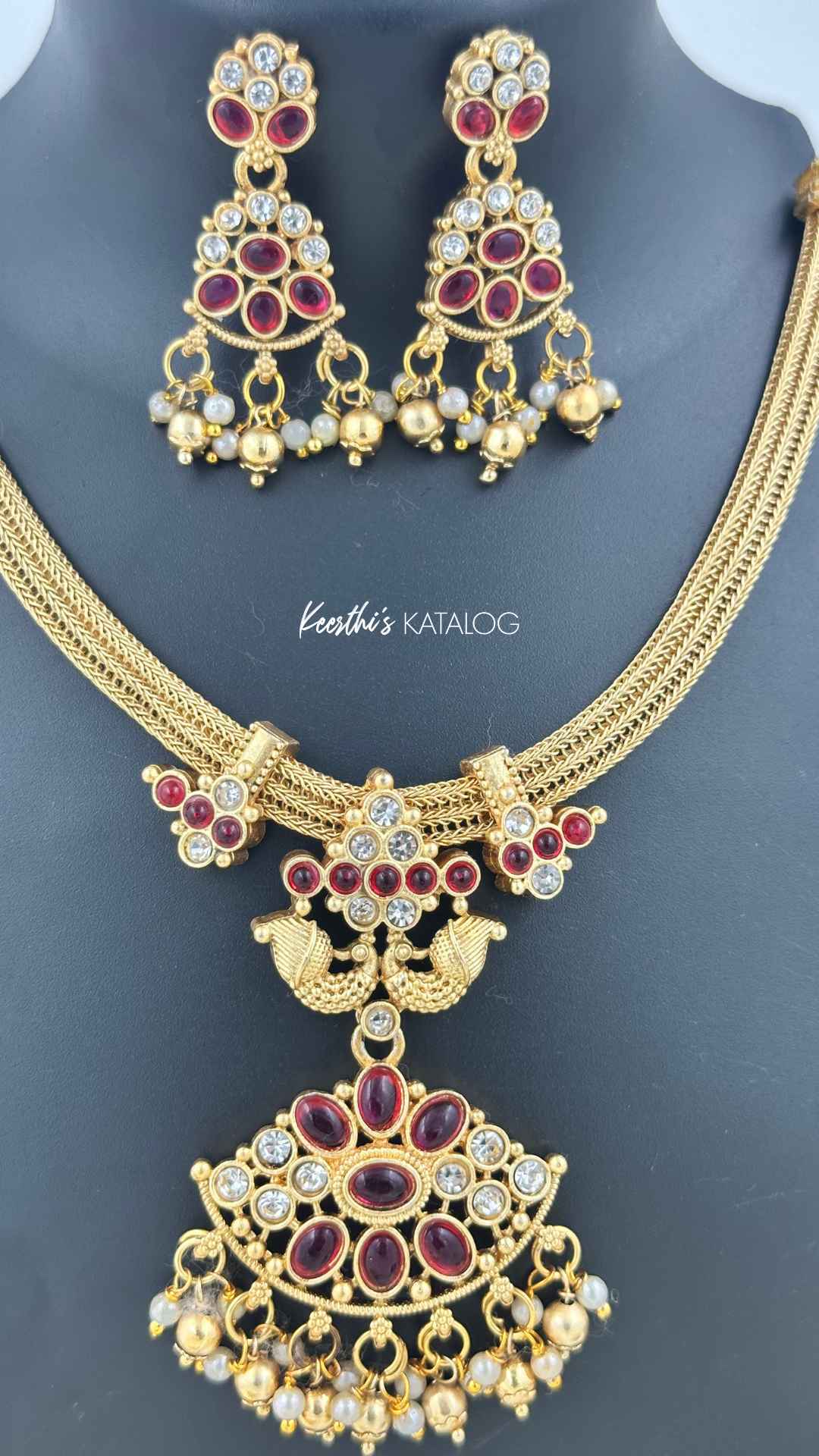 KN1013 - Royal Chandrika Red Necklace