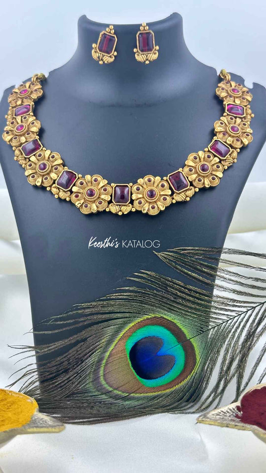 KN1020 - Ruby Blossom Necklace