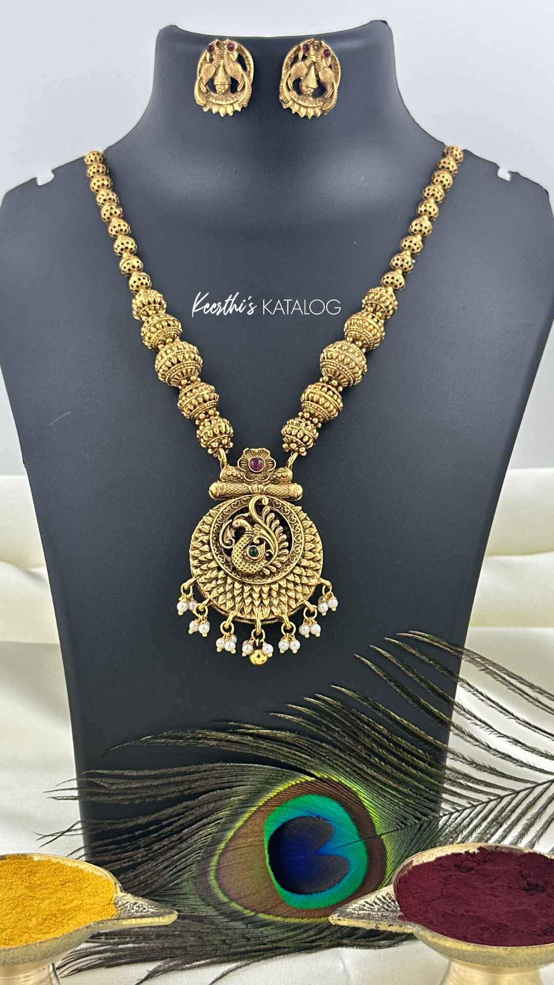 KN1073 - 2-in-1 Floral Ball Necklace Set