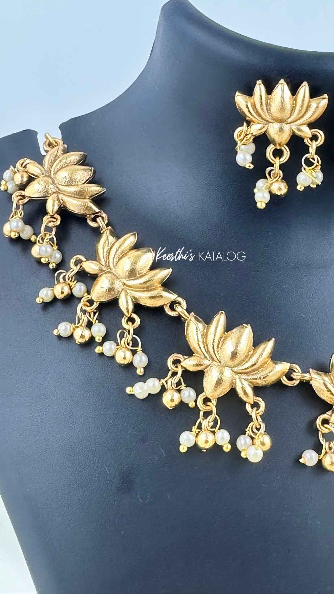 KN1080 - Thamarai Pearl Necklace Set