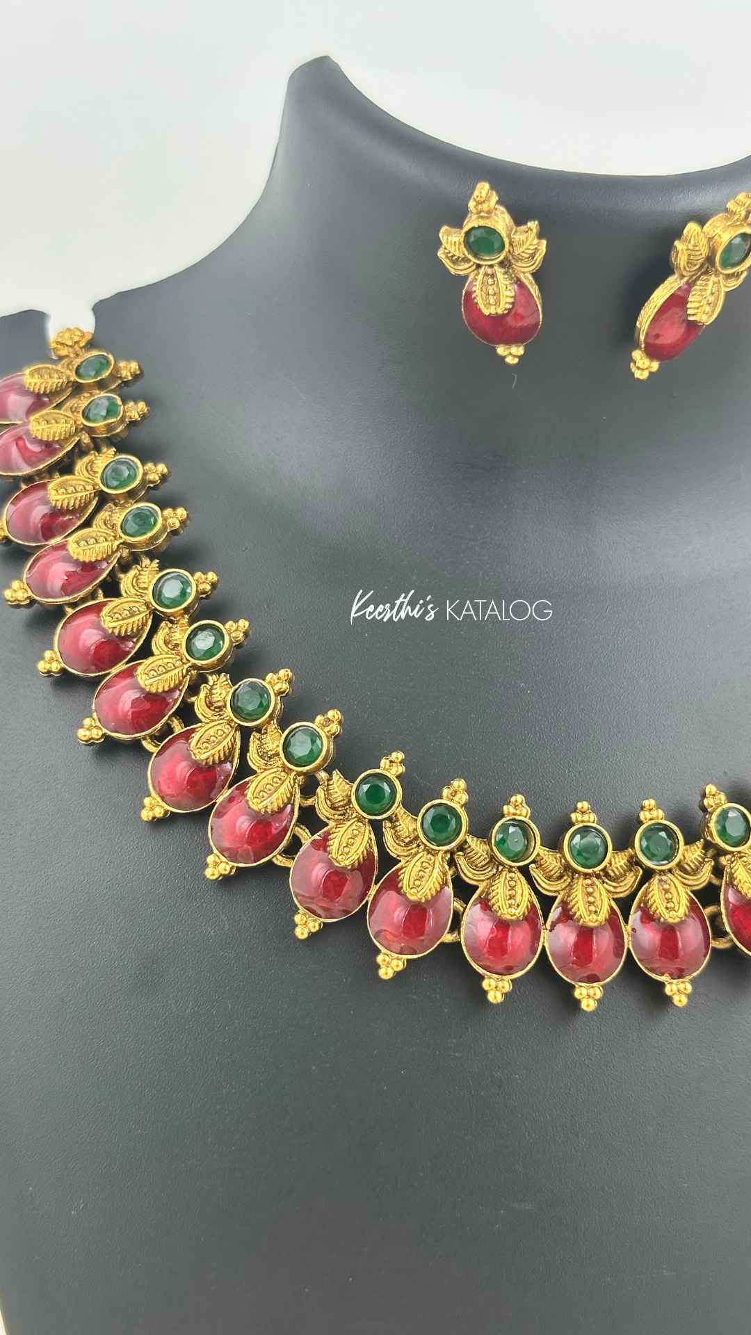 KN1089 - Pink Mango Emerald Set