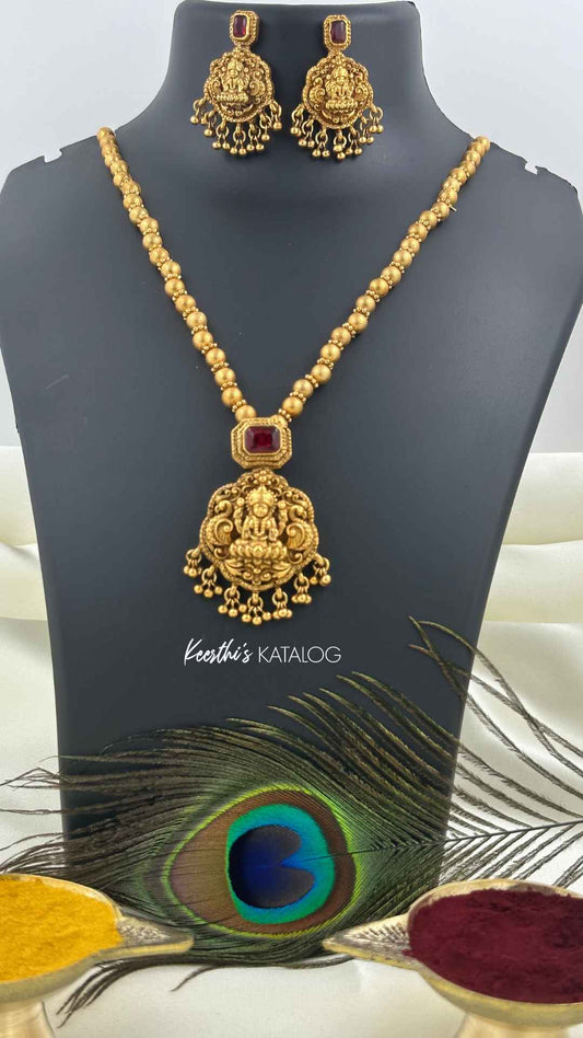 KN1097 - Lakshmi Ball Ruby Necklace