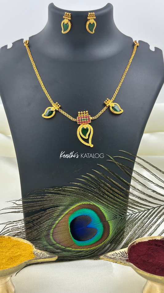 KN1108 - Triple Mango Green Necklace