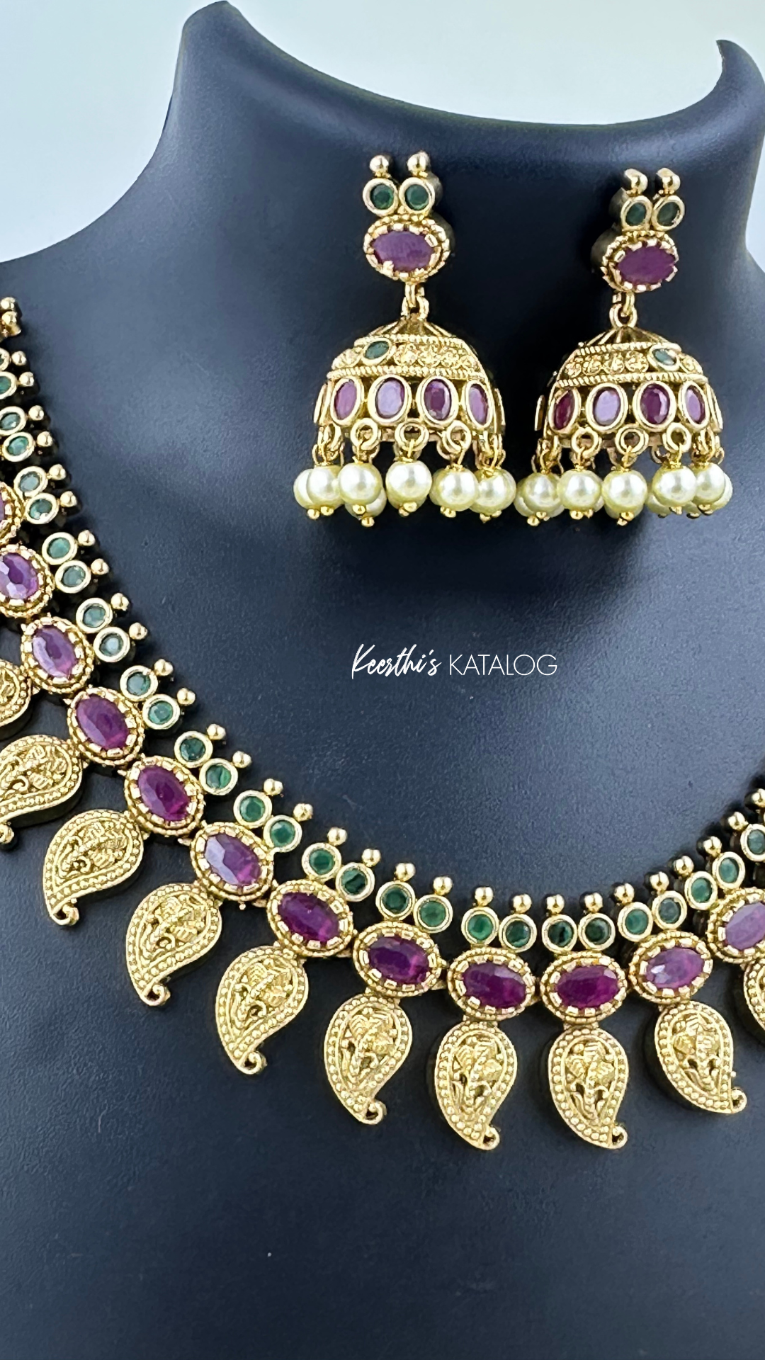 KN1114 - Mango Jhumka Necklace Set