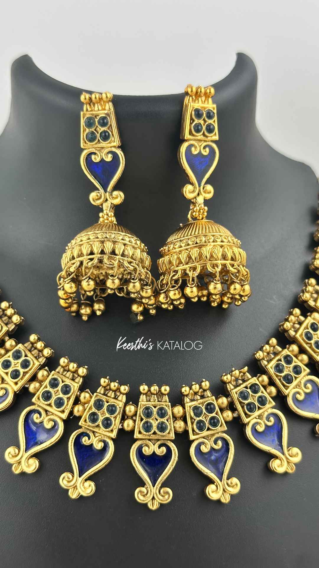 KN1129 - Royal Blue Jhumka Set