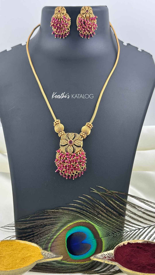 KN1133 - Ruby Waterfall Necklace